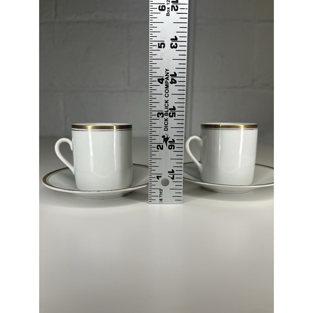 Williams Sonoma Brasserie Gold Trim Demitasse Espresso Cup‎ & Saucer Set 2 Japan - Picture 11 of 14